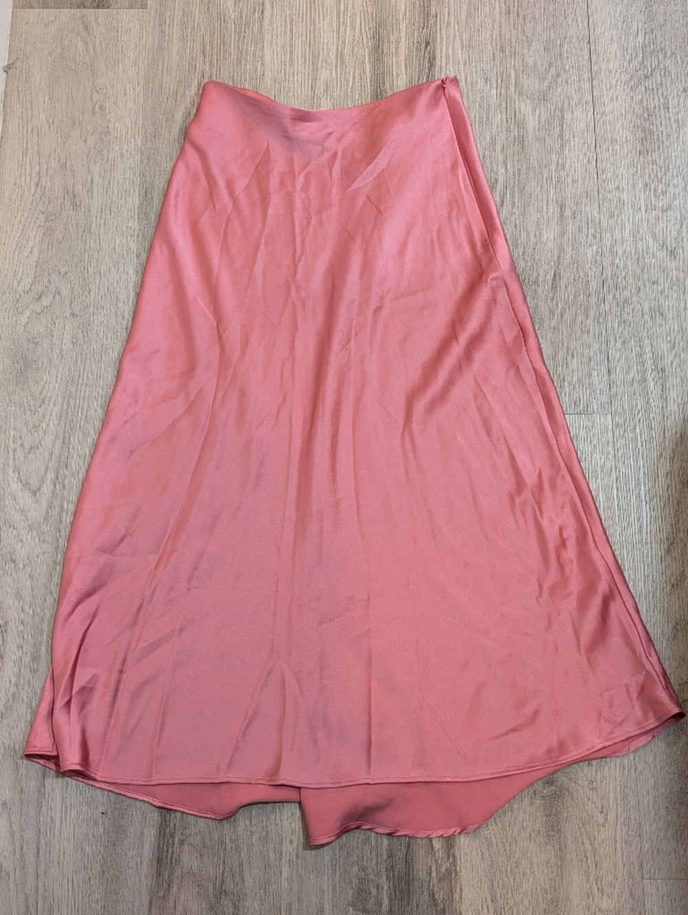 Zara Pink Satin Summer Midi Skirt - Size XS